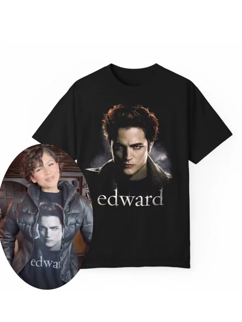 Edward Cullen Shirt, Zendaya Wearing Edward Cullen Shirt, Twilight Movie Tee L